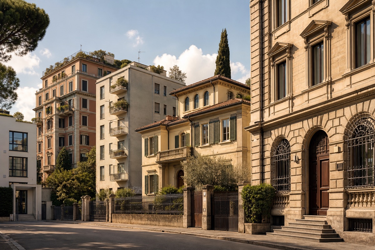 Edifici residenziali italiani di tipologie diverse, rappresentativi del gruppo catastale A