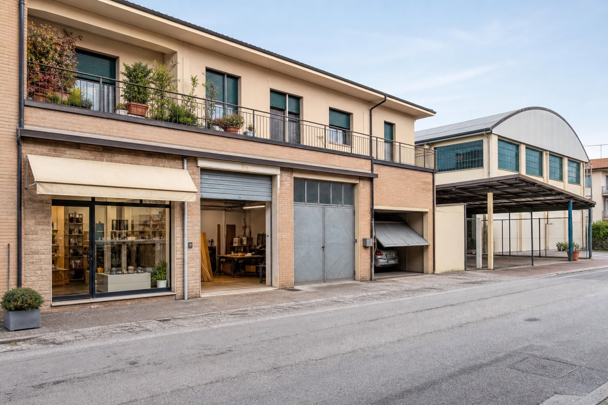 Negozio, laboratorio, deposito e autorimessa in un quartiere italiano, rappresentativi del gruppo catastale C